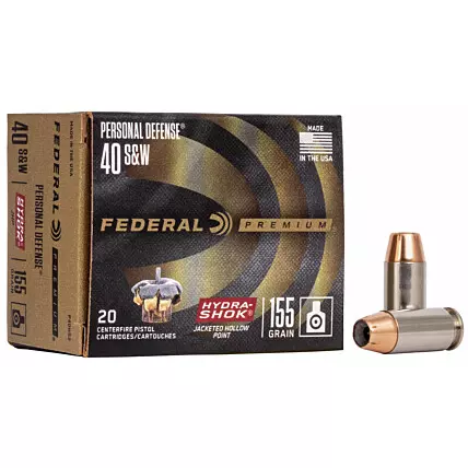 MUNIÇÃO FEDERAL .40 HYDRA-SHOK JHP 155GR 20un