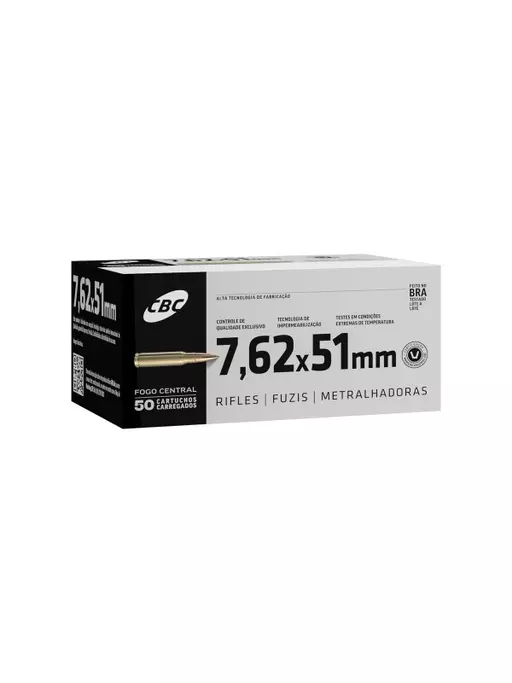 MUNIÇÃO 7,62X51 COMUM M80 TREINA 50un