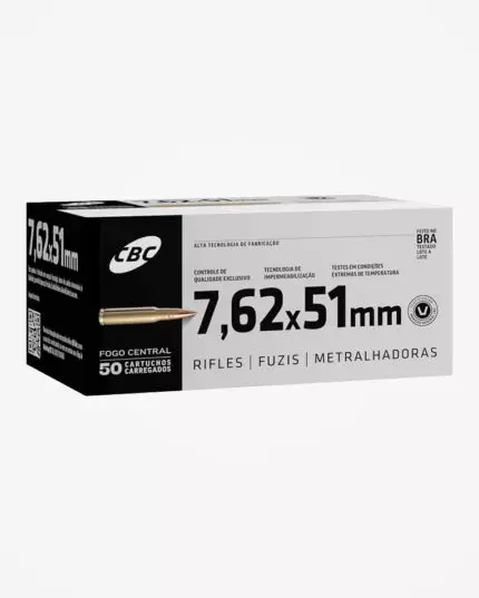MUNIÇÃO CBC 7.62MM COMUM (NATO BALL) 50un