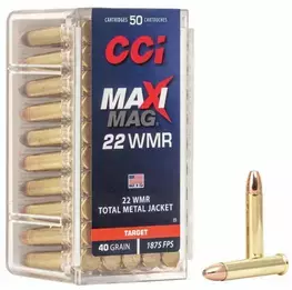 MUNIÇÃO CCI .22 WMR TMJ 40GR MAXI-MAG 50un
