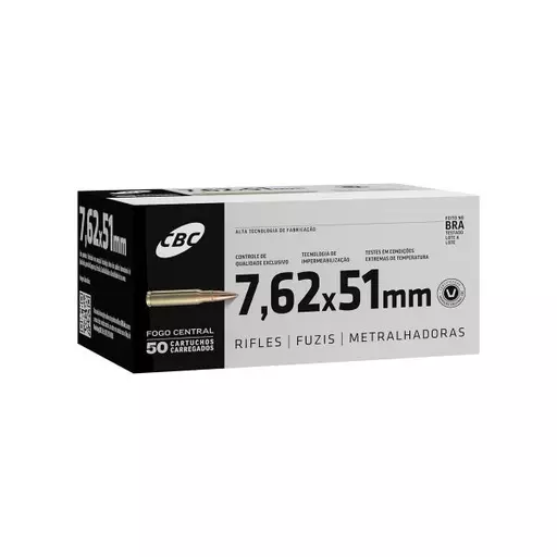 MUNIÇÃO CBC 7.62x51 M80 TREINA 50un