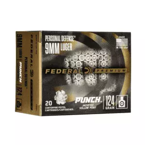 MUNIÇÃO FEDERAL 9mm PUNCH JHP 124GR 20un