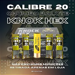 MUNIÇÃO CBC 20GA KNOCK HEX BALOTE EXPANSIVO 10un